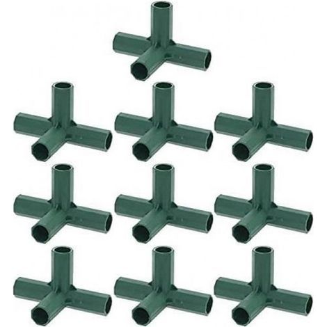 PVC-Rahmenverbinder – 10 Stück – Für Gewächshäuser, Gärten und Metallkonstruktionen – 4 rechtwinklige Verbinder – Grün (1/5)