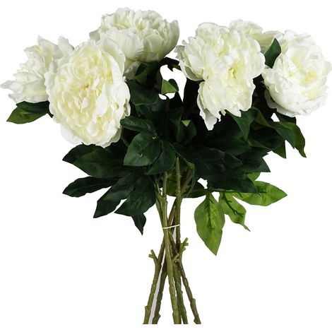 Pack of 6 x 80cm Artificial White Peony Stem (1/5)