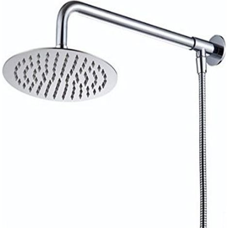 Cabezal de ducha redondo de lluvia montado en la paredZOLGINAH de 30 cm con brazo de ducha, manguera de ducha de acero inoxidable con acabado cromado (1/5)