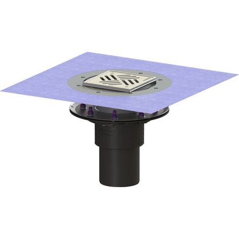 -Bodenablauf Ecoguss Pressfl. DN 100, senkr., Variofix, Schlitzrost (1/2)