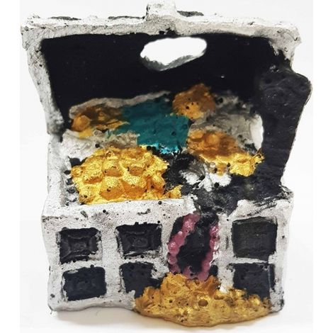 TrAdE Shop Traesio - Scrigno Tesoro Pirati Piccolo 7.5x5x8cm Ornamento Acquario Decorazioni Pietra -