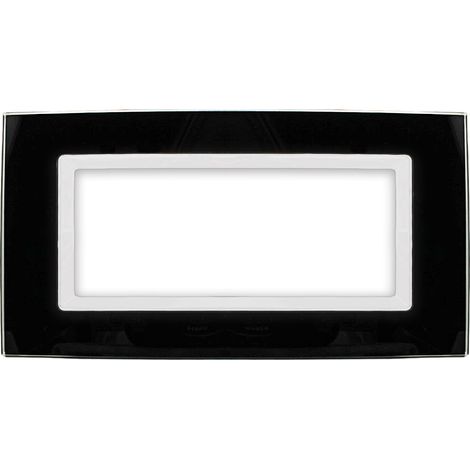 Placca Vetro Plex DeLux 506 7 Moduli Nera Compatibile Con Vimar Arke SD98007-2VT (1/2)
