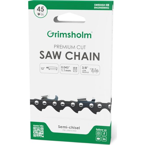 Motosega grimsholm premium cut 45 dl acciaio tedesco semi chisel (1/2)