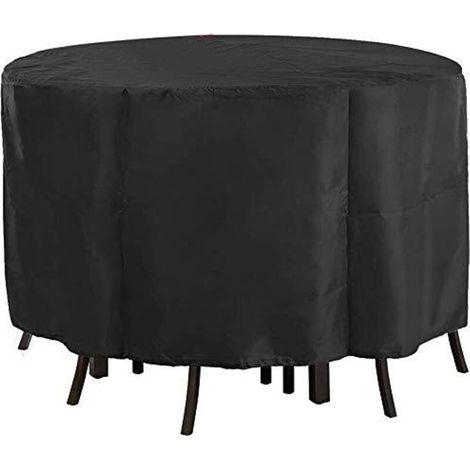 Table De Jardin Ronde, Housse De Chaise De Table De Patio Ronde, Housse De Meubles De Patio D'extérieur Oxford Robuste Résistante Au Vent, À L'eau Et Aux UV - Comme Montré, 142x68cm (1/5)