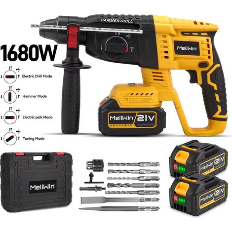 Perforateur burineur 3 en 1 sans balais SDS-Plus Makita 18V, avec 2 batteries + 10 accessoires + coffret (1/5)