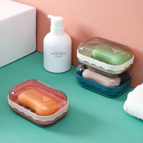 Lot de 3 Boîte à savon, Plastique, Étanche, Couvercle hermétique, Portable, Salle de bain Voyage Camping (1/4)