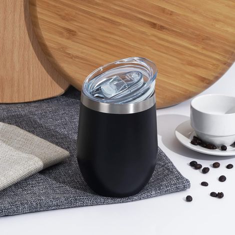 4-teiliges Edelstahl-Weinglas-Set, henkellos mit Deckel, doppelwandige, bruchsichere Reisebecher, geeignet für Milch, Kaffee, Wein, Bier, Champagner und Cocktails. (1/4)