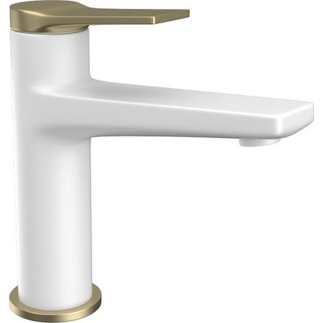 Miscelatore lavabo finitura bianca e leva bronzo  KAM-KANDA BIANCO-BR kamalu
