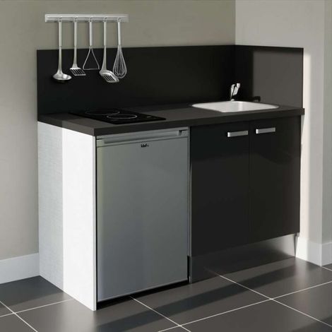 Kitchenette K17L-PT - 140 cm - plan stratifié, évier inox, électroménager inclus (1/5)