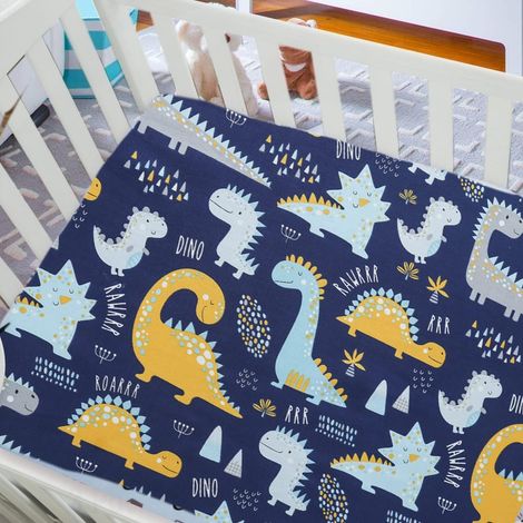 Drap-housse pour lit d'enfant - Motif dinosaures - 140 x 70 cm - En jersey 100 % coton doux - Protège-matelas pour bébé - Avec une hauteur de matelas allant jusqu'à 15 cm (1/5)