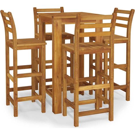 Maison Exclusive - Mesa y taburetes altos de jardín 5 pzas madera (1/5)