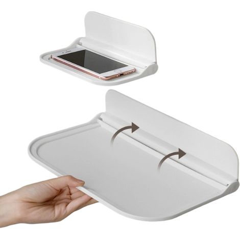 Estantería plegable para baño, de pared (no requiere taladrar), dos piezas, blanca. (1/3)