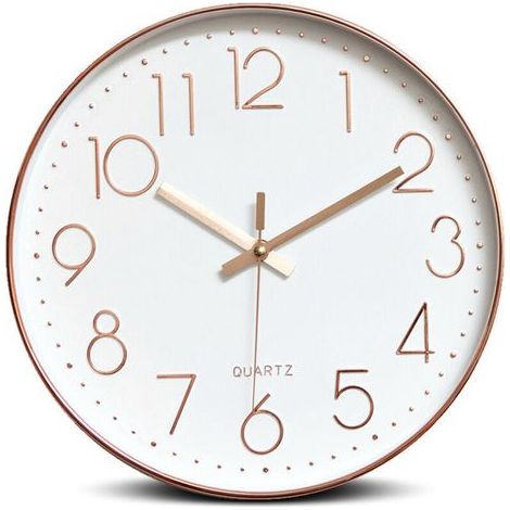 Csparkv – Geräuschlose Wanduhr 30 cm – Glaszifferblatt – Quarzwerk – Analoganzeige – Modernes und klassisches Design (1/4)