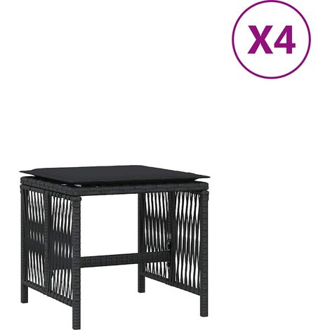 Maison Exclusive - Sgabelli da Giardino con Cuscini 4pz Neri 41x41x36cm Polyrattan