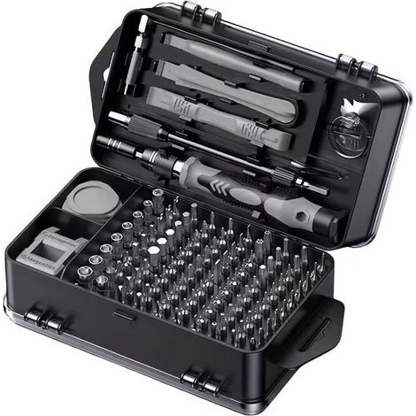 KLVGTIFS PU - 117 en 1 Kit de Tournevis de Précision, Kit d'outils Mini,Magnétique Outils de Réparation avec Torx Triangle Bits etc, Gris (1/5)