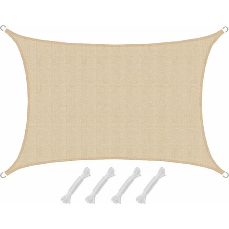 Voile d'ombrage rectangulaire Thar L 3x4m crème PE-HD
