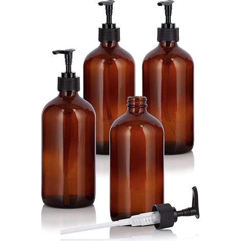 Lot 4 distributeurs savon PET 500ml pompe noire, Pour cuisine salle bain (1/4)