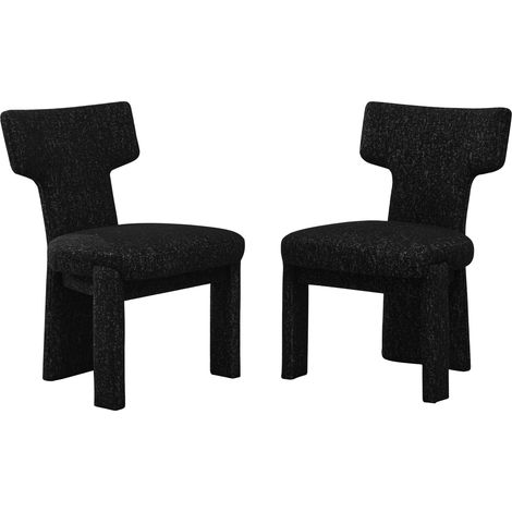 CAIziLot de 2 fauteuils d'appoint modernes rembourrés en chenille avec pieds en bois d'hévéa – fauteuils d'accent sans accoudoirs à dossier courbé pour salon, chambre, restaurant, café, salle à manger (1/5)