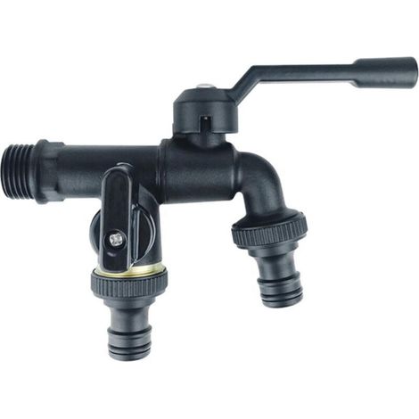 Robinet de Jardin à 2 Voies Bibcocks Robinet à Double Sortie 1/2" Outils de Jardin extérieur antigel en Laiton Noir,Séparateur de Robinet Séparateur de Tuyau Séparateur de Tuyau (1/4)