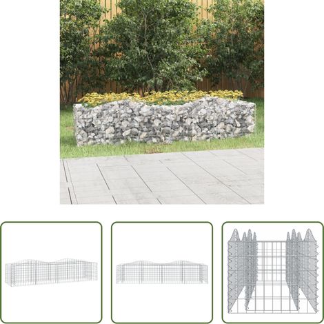 Terrasse - Lit surélevé à gabions arqué 200x50x50 cm Fer galvanisé (1/5)