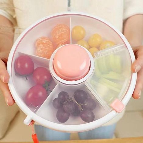 Juego de fiambreras rosa para niños con asa - Caja de almacenamiento reutilizable con 5 compartimentos (1/2)