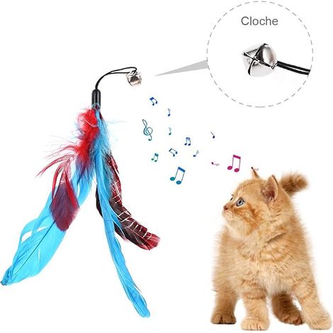 Jouet à Plumes pour Chats, Canne à Pêche  Baguettes avec Plumes de Remplacement, Jouets Interactifs pour Chats et Chatons (1/4)