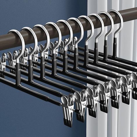 Kleiderbügel mit Clips – 30 cm lange schwarze Hosen-/Rockbügel – rutschfest und langlebig – 5er-Pack (1/5)