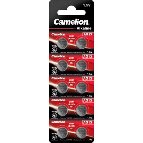 Camelion Blister 10 Piles Boutons AG13 LR44/LR1154/357 sans Mercure Multicolore/10 Unité (Lot de 1)