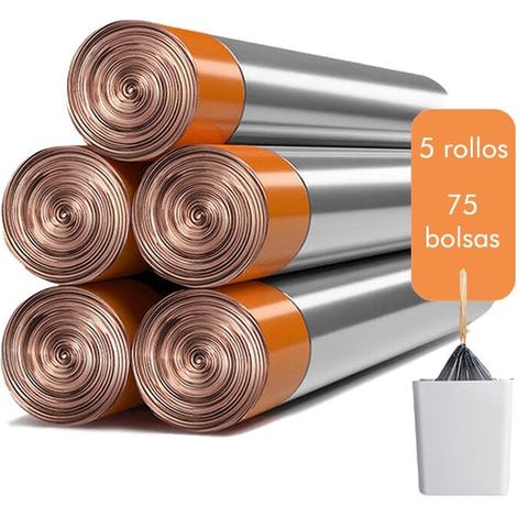 5 rouleaux (75 sacs) de sacs poubelle solides (14 l 15 l) (1/5)
