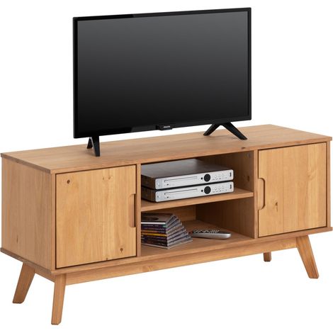 Meuble TV TIVOLI L 114 cm en bois massif - Finition laquée (1/4)