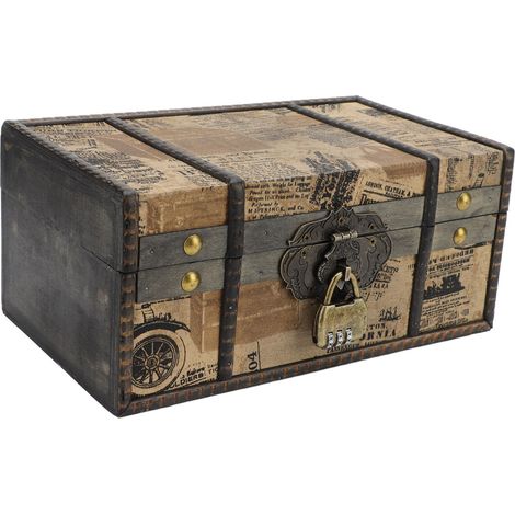 Cette grande boîte à bijoux en bois durable, de style vintage et de grande capacité, est polyvalente et convient au rangement de bijoux et autres petits objets décoratifs. (1/5)