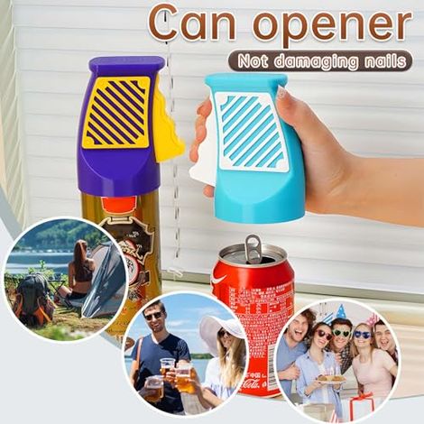 Ouvre-boîte imprimé en 3D - Outil rapide et facile pour ouvrir les bières, les sodas et les canettes à languette - Convient aux femmes ayant de longs ongles ou des ongles en acrylique (bleu) (1/4)