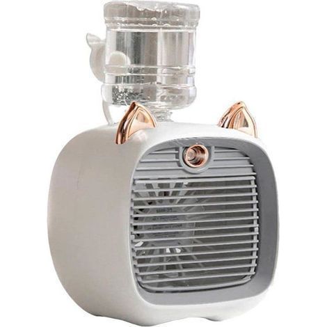 ZREE USB-Wasserkühlungsventilator – Mini-Tischklimaanlage mit Turbo-LED-Nebel – Weiß