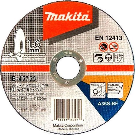 MAKITA Edelstahl-Trennscheibe 115x1,6x22 mm B-45755