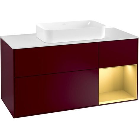 V&B Waschtischunterschrank Wandbeleuchtung Finion 120cm, Pl wh. m, Reg re gol m, Peo m (1/2)
