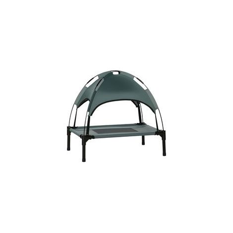 PawHut Erhöhtes Hundebett mit Sonnenschutz, Hunde-/Katzen-Campingbett auf Beinen, atmungsaktives Oxford-Gewebe, UV-beständig, Metallrahmen, inklusive Tragetasche, Outdoor-Katzenbett, 161 x 46 x 61 cm,