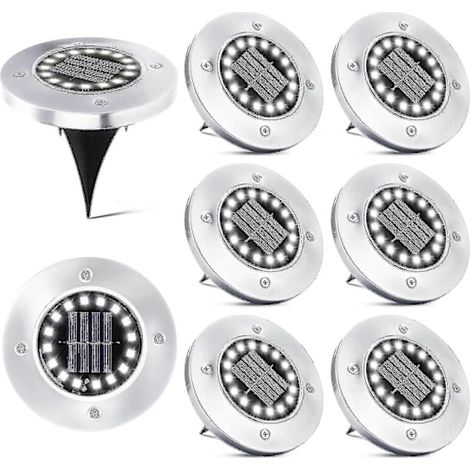 Lot de 8 lampes solaires d'extérieur à 16 LED - Projecteurs solaires étanches pour jardin, allée, terrasse, cour enterrée, pelouse【PL】-AquaForge
