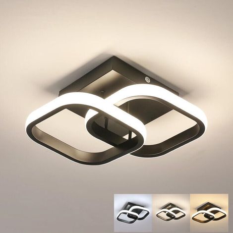 Einfache LED-Deckenleuchte für Schlafzimmer, Treppenhäuser, Balkone und Eingänge – Schwarzes Quadrat mit drei wechselnden Farben (1/4)