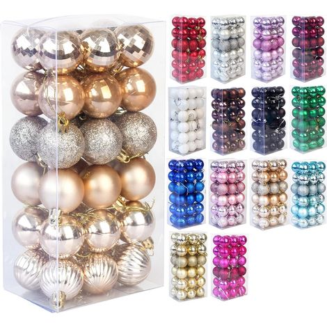 Bola De Adorno Navideña - Plástico Resistente A Roturas - 4 Cm - Para Árbol Navideño Fiesta Boda Halloween - Pack De 36 Unidades (1/5)