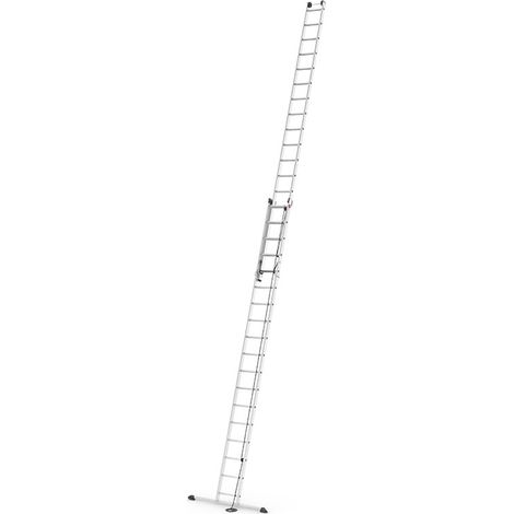 Echelle coulissante à corde 2 plans 2x18 échelons 8,7m/9,5m en alu Hailo ProfiStep Duo (1/8)