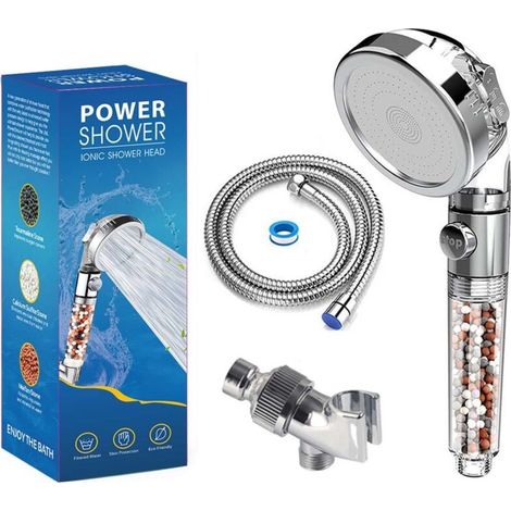 High Pressure Shower Head Anti-Limescale Filter Shower Head, Universal Water Saving Massage Shower Head 3 Shower Modes Suitable for Bathroom