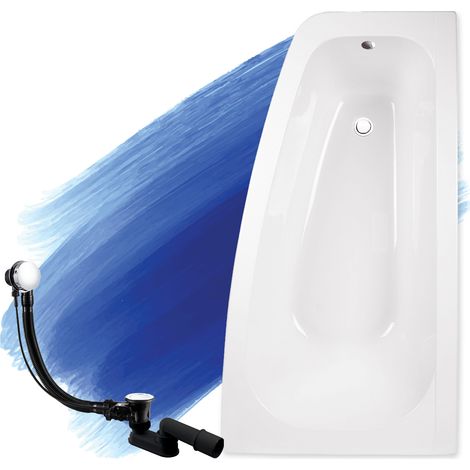 Baignoire Bain d'angle 150x80 Droite, Siphon de bain et pieds (support) - Set 3en1 - Fabriqué en UE - BADLAND LUNA