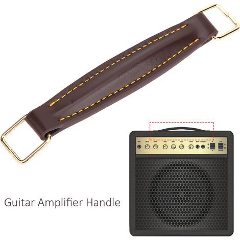 Poignée de transport pour guitare amplifiée en simili cuir, renforcée acier, couleur marron (1/5)
