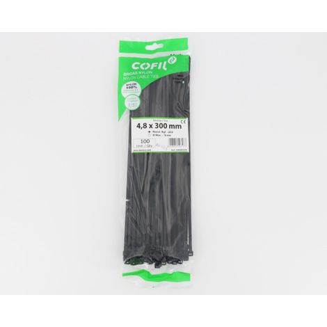 COLLIER NYLON 4.8mm x 300mm NOIR - paquet de 100