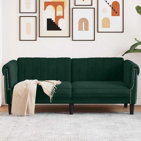 Sofa 2-Sitzer Dunkelgrün Samt
