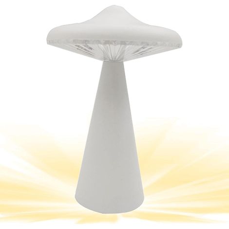 GROOFOO Lampe de bureau champignon 1pc Lumière ambiante LED UFO avec contrôle tactile  Lumière ambiante mignonne et créative,veilleuse rechargeable par USB pour les bars,lumières de décoration blanc
