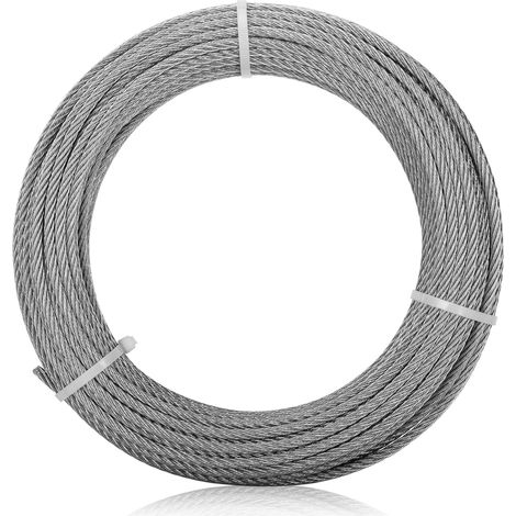 Câble inox 316L 5/32" 100 pieds, câble métallique marin 7x7 pour rampe d'escalier, main courante, porche, guirlande et corde à linge (1/5)