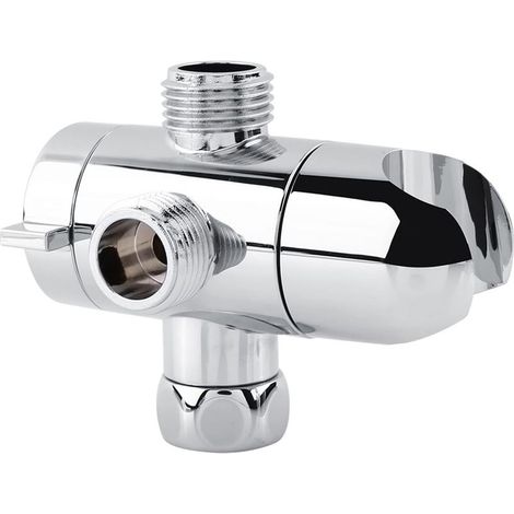 Inverseur De Douche à 3 Voies, Vanne Dérivation Shower Adaptateur Pommeau Douches 1/2" Répartiteur Tuyau Accessoires Universels Avec Valve D'arrêt Pour Douchette Salle Bain Cuisine Argent (1/5)