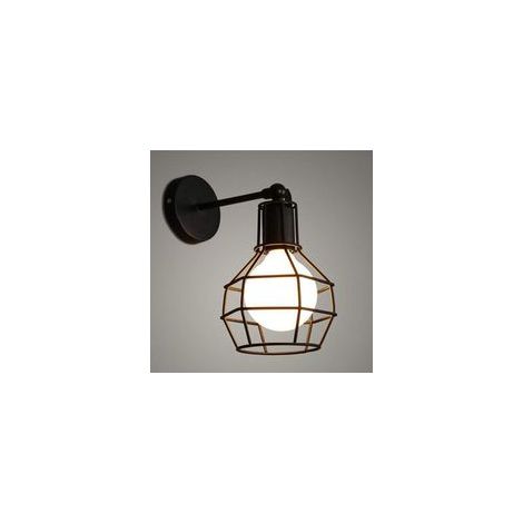 Set aus 2 rustikalen Industrie-Wandleuchten mit verstellbarem Metallkäfig, Vintage-Industriestil aus schwarzem Eisen, rustikale Innenbeleuchtung (B)-Crezuo