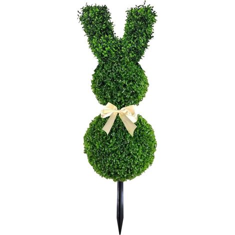 Buis artificiel topiaire - Feuilles de buis vertes en forme de lapin - faux arbre réaliste - décoration intérieure et extérieure(50 cm, non éclairé) (1/5)